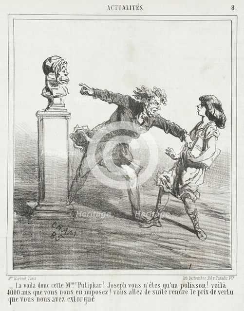 La voila donc cette Mme. Putiphar? Joseph vous n'êtes qu'un polisson! Voilà 4.000 ans que..., 1866. Creator: Cham.