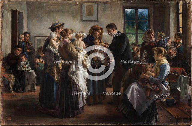 La vaccinazione nelle campagne (Impfung auf dem Lande) , 1894. Creator: Cosola, Demetrio (1851-1895).