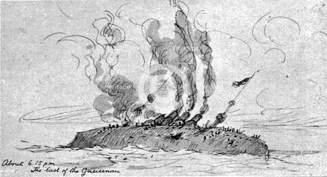 ''La Victoire Britannique des Iles Falkland; Le "Gneisenau" coule vers six heures', 1914. Creator: Unknown.