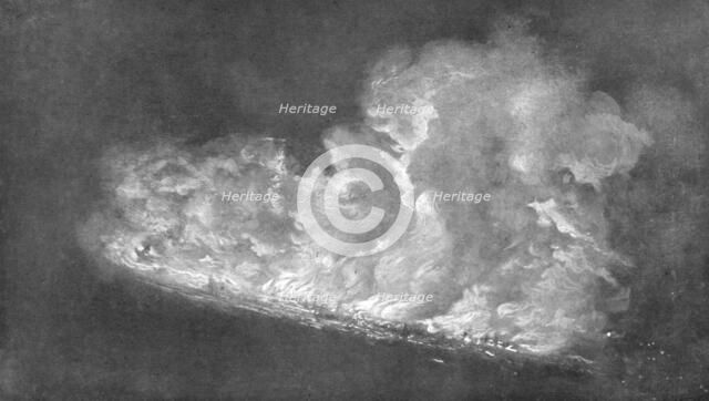 'La victoire de l'avion; L'incendie du L-21 abattu a Cuffley, pres de Londres, par le lieutenant avi Creator: Unknown.