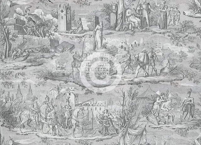 La Vie de Jeanne d'Arc (The Life of Joan of Arc) (Furnishing Fabric), Bolbec, after 1817. Creator: François Kettinger et Fils.