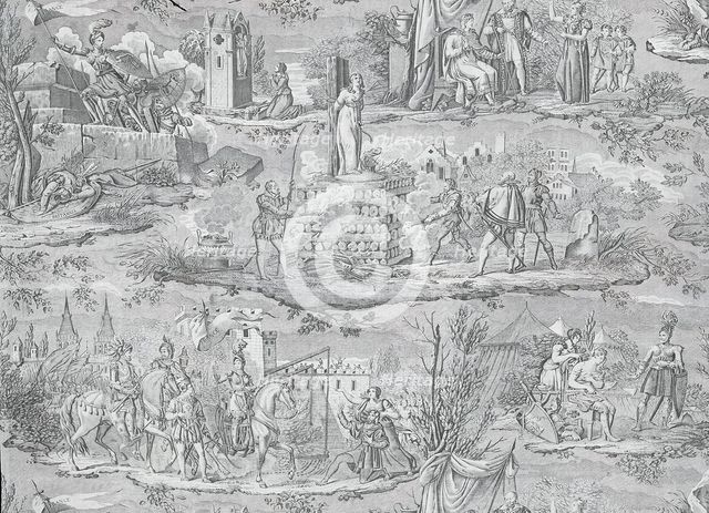La Vie de Jeanne d'Arc (The Life of Joan of Arc) (Furnishing Fabric), Bolbec, after 1817. Creator: François Kettinger et Fils.