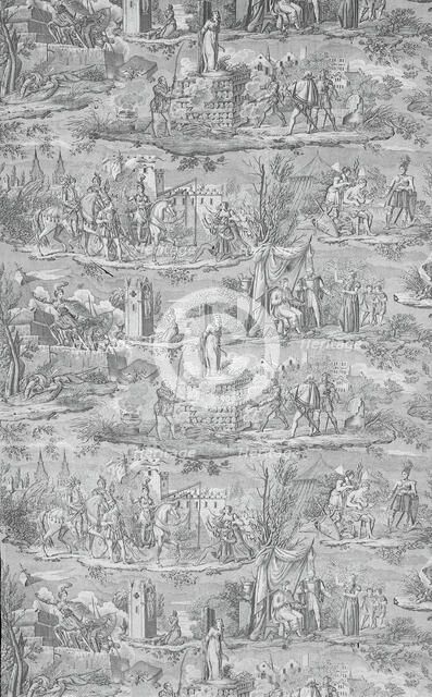 La Vie de Jeanne d'Arc (The Life of Joan of Arc) (Furnishing Fabric), Bolbec, after 1817. Creator: François Kettinger et Fils.