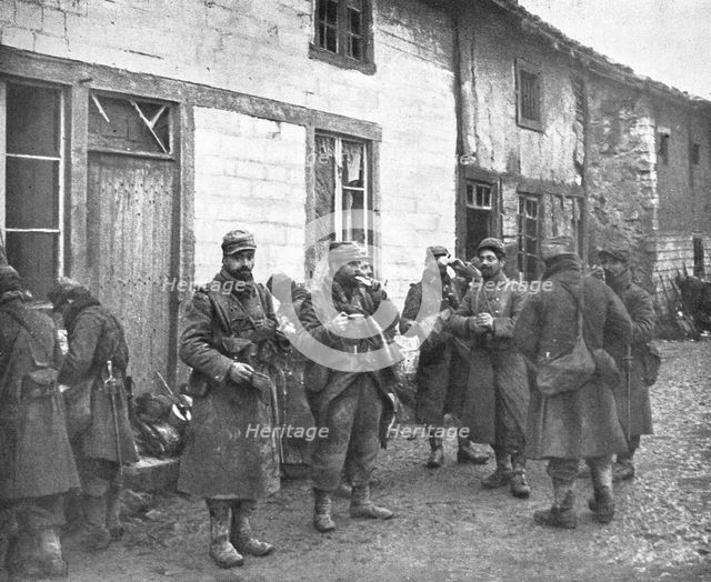 ''La vie en Campagne; Une rue de Souain, le 21 decembre 1914', 1914. Creator: Unknown.