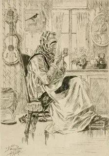 La Vieille à l'aiguille, 1876. Creator: Félicien Rops