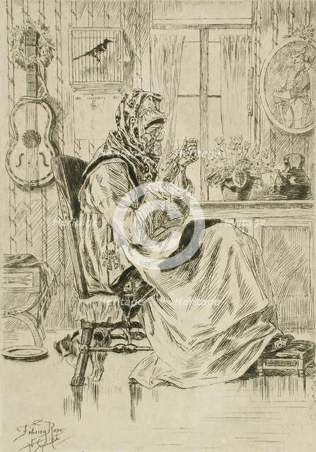 La Vieille à l'aiguille, 1876. Creator: Félicien Rops.