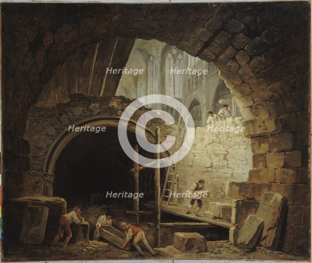 La Violation des caveaux des rois dans la basilique de Saint-Denis, en octobre 1793, c1793. Creator: Hubert Robert.