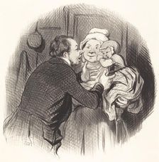 La Visite a la nourrice, 1845. Creator: Honore Daumier