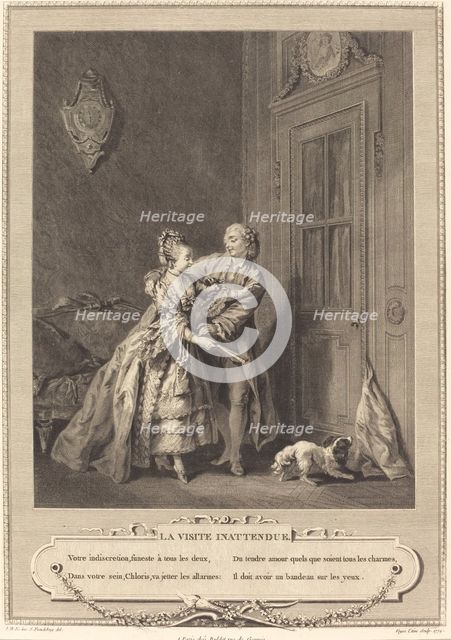 La visite inattendue, 1774. The Unexpected Visit. Creator: Nicolas-Joseph Voyez.