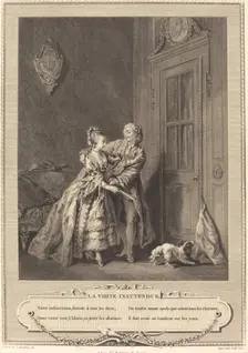 La visite inattendue, 1774. The Unexpected Visit. Creator: Nicolas-Joseph Voyez