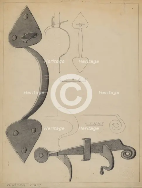 Latch, c. 1937. Creator: Mildred Ford.