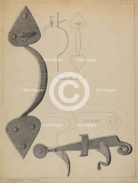 Latch, c. 1937. Creator: Mildred Ford.