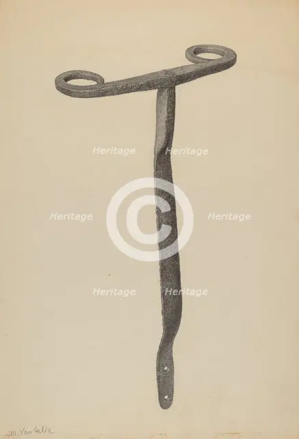 Latch for Double Swing Gate, c. 1939. Creator: Maurice Van Felix.