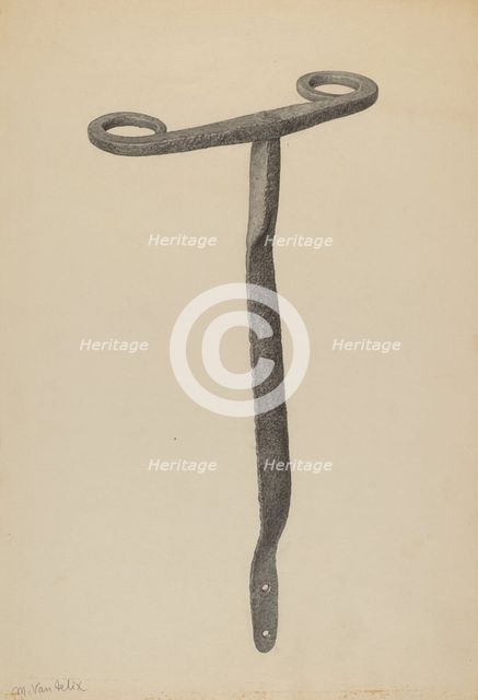Latch for Double Swing Gate, c. 1939. Creator: Maurice Van Felix.