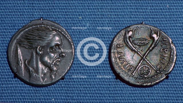 Late republican denarii showing the face of a Gaul, 1st century BC. Artist: Unknown