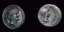 Late republican denarii with Mark Antony and Augustus Caesar, 1st century BC