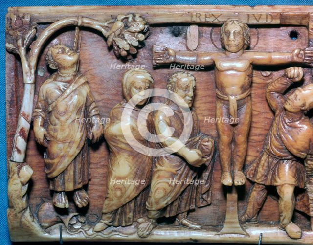Late Roman ivory casket , Death of Judas and the Crucifixion, 5th century. Artist: Unknown