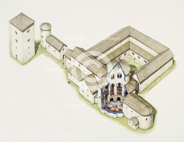 Late Saxon church, St Augustine's Abbey, Canterbury, Kent, late 20th or early 21st century. Artist: Peter Urmston.
