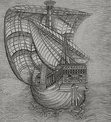 Lateen sail caravel, late 15th-century ship, 1892. Creator: Unknown
