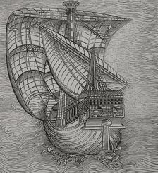 Lateen sail caravel, late 15th-century ship, 1892. Creator: Unknown