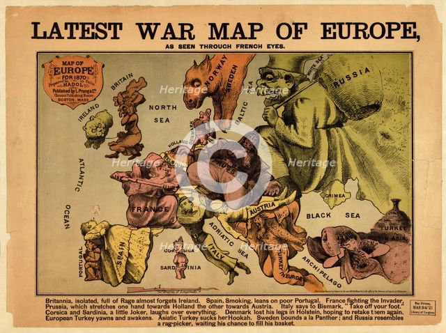 Latest war map of Europe: as seen through French eyes. Artist: Hadol, Paul (1835-1875)