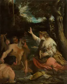 Latona and the Lycian Peasants (Latona Protecting her Children), 1585. Creator: Carracci, Annibale (1560-1609)