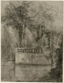 Lattice Work and Reflecting Pool at Arcueil, 1744/47. Creator: Jean-Baptiste Oudry