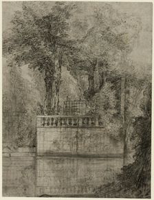 Lattice Work and Reflecting Pool at Arcueil, 1744/47. Creator: Jean-Baptiste Oudry