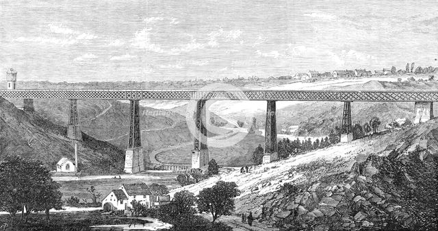 Lattice iron viaduct at the Ruisseau d’Alma, junction of the Montlucon and Limoges Railway, 1868. Creator: Unknown.