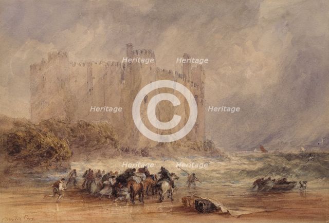 Laugharne Castle, Carmarthenshire, (undated, pre-1859). Creator: David Cox the Elder.