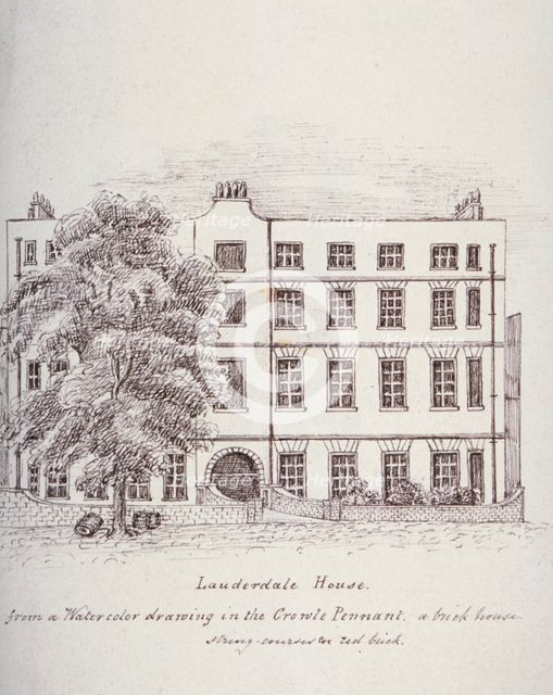 Lauderdale House, Aldersgate Street, London, c1800(?). Artist: Mary Anne Hedger
