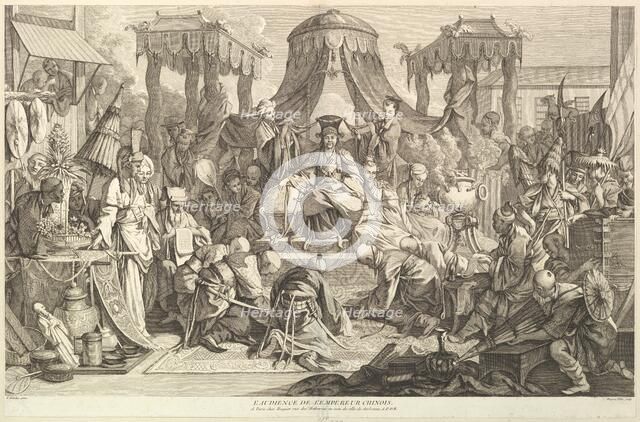 L'audience de l'Empereur chinois (The audience of the Chinese Emperor), from Chinois..., after 1743. Creator: Jacques Gabriel Huquier.