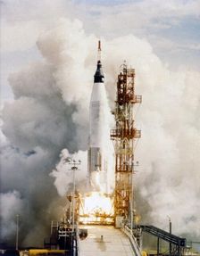 Launch of Mercury-Atlas 4, Cape Canaveral Air Force Station, Florida, USA, 13 September 1961. Creator: NASA