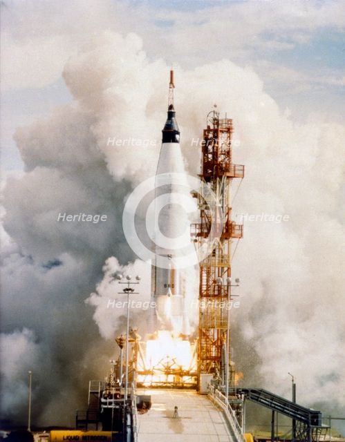 Launch of Mercury-Atlas 4, Cape Canaveral Air Force Station, Florida, USA, 13 September 1961. Creator: NASA.