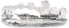 Launch of a 14-Year First Class Ship, at Dundee, 1850. Creator: Unknown