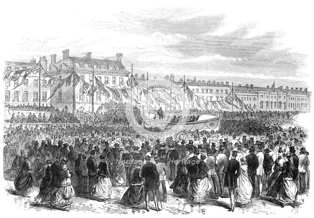 Launch of a life-boat at Weymouth, 1869. Creator: Unknown.