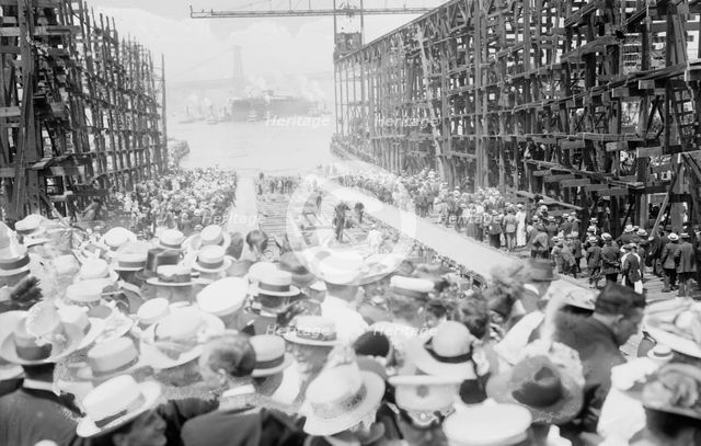 Launch of ARIZONA, between c1910 and c1915. Creator: Bain News Service.