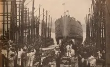 Launch of H.M.S. Lion in August, 1910 c1910, (1935)