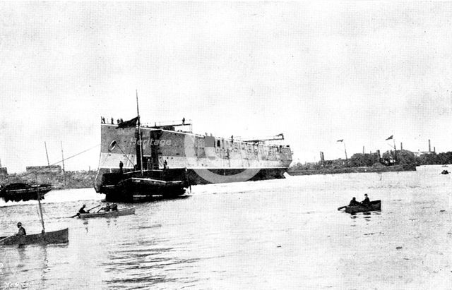 Launch of H.M.S. "Terrible", 1895. Creator: George Meisenbach.