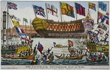 Launch of HMS Thunderer Woolwich Royal Dockyard, Kent, 1831. Artist: Anon
