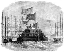 Launch of H.M.S. Cyclops at Blackwall, 1871. Creator: Unknown