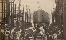 Launch of H.M.S. Lion in August, 1910 c1910, (1935)