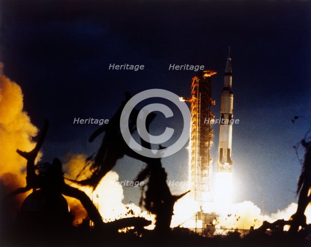 Launch of Saturn V rocket, Kennedy Space Center, Merritt Island, Florida, USA, 7 December 1972. Creator: NASA.