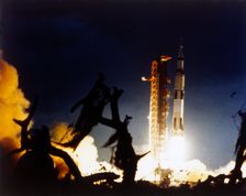 Launch of Saturn V rocket, Kennedy Space Center, Merritt Island, Florida, USA, 7 December 1972. Creator: NASA