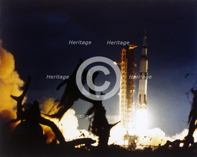 Launch of Saturn V rocket, Kennedy Space Center, Merritt Island, Florida, USA, 7 December 1972. Creator: NASA.