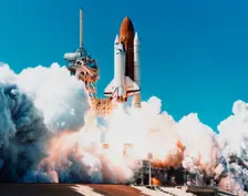 Launch of Space Shuttle Columbia from Kennedy Space Center, Florida, USA, 4 April 1997. Creator: Unknown