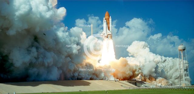 Launch of Space Shuttle Challenger from Kennedy Space Center, Florida, USA, 1985. Artist: Unknown