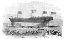Launch of the "Vittorio Emanuele" Iron Screw Steamer, at Blackwall, 1854. Creator: Unknown