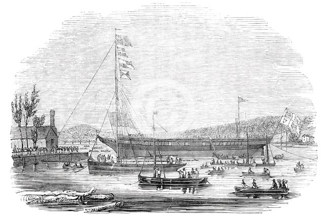 Launch of "The Waterwitch", at Cowes, 1844. Creator: Unknown.