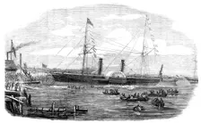 Launch of the Australian Steam-ship "Pacific", at Millwall, 1854. Creator: Unknown